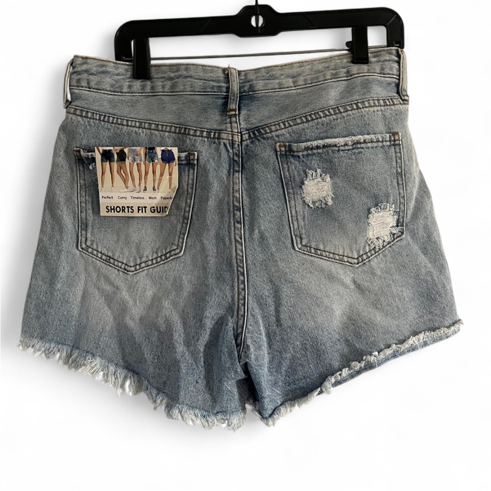 Casual S.O.N.G. Distressed Light Blue Jean Shorts Súper High Rise